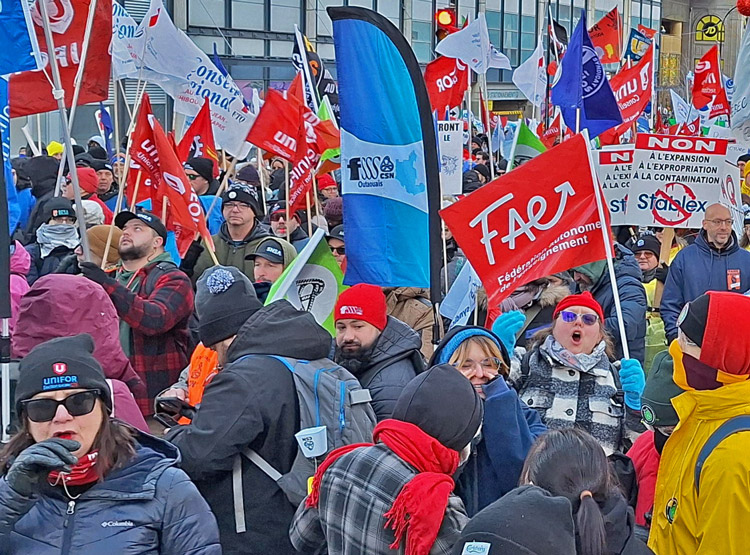 Over 50,000 joined union-sponsored demonstration in Montreal Nov. 29 to protest new laws pushed by Quebec government, a frontal attack on right to strike, other political rights.