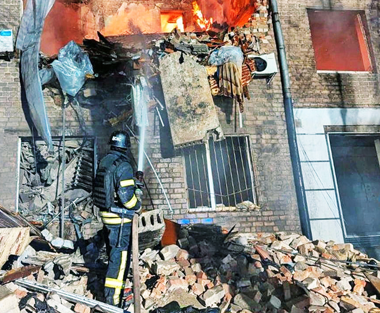Russian ballistic missiles hit apartments in industrial city of Kryvyi Rih, in eastern Ukraine Jan. 8, killing one and injuring 24. Moscow attacks residential areas, power grid hoping to demoralize Ukraine’s working people.