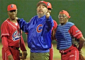 Cuban baseball exhibition game in Havana, 1999. President Fidel Castro managed the team.