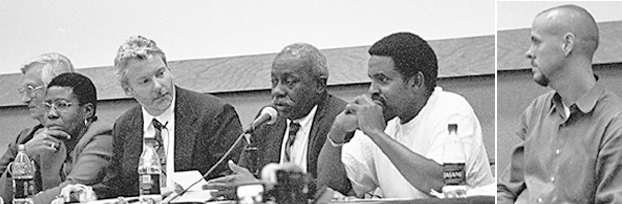 On Miami panel, from left: Miami-Dade NAACP President Brad Brown; Cuban revolutionary Ana Morales; translator Aaron Ruby; Dreke; co-chair Mel Reeves; professor James Sweet
