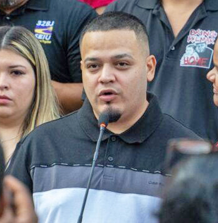 Kilmar Ábrego García at 2025 Baltimore rally.