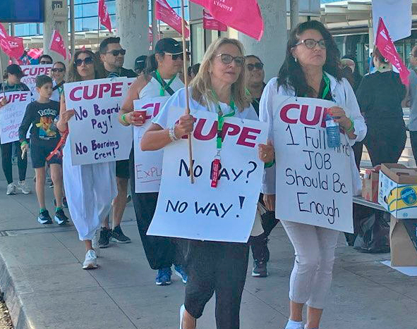 Some 10,000 flight attendants, members of Canadian Union of Public Employees, above in Toronto, struck Air Canada in August 2025, defied federal gov’t back-to-work order.
