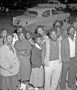 Crowd outside Dallas County Courthouse during Tommy Lee Walker’s 1954 trial. Walker, an African American, was framed-up, convicted by an all-white jury and executed.