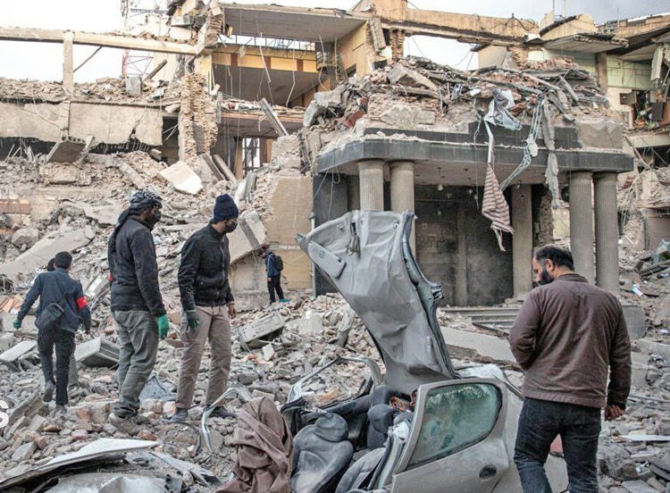 Damage from bombing on Tehran’s South Kargar street March 3. U.S. military struck targets in dozens of cities, as well as oil facilities and ports in the southern part of the country.