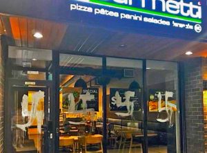 Swastikas painted on front of Kosher Pizza Gourmetti in Montreal March 4. That week, three synagogues in Toronto were hit with gunfire, Montreal businesses smeared with Nazi graffiti.