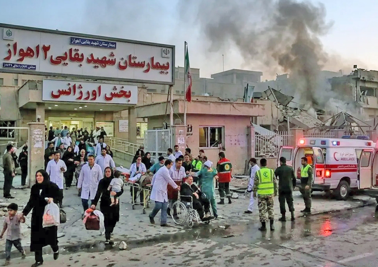 Hospital in Ahvaz, next to military facility hit by U.S. strike. Working people in Iran are resisting anti-worker actions of regime in Tehran, while confronting impact of U.S. imperialist war.