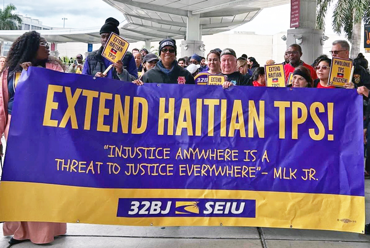 Union-sponsored rally north of Miami Jan. 28. Protests also took place in Springfield, Ohio, elsewhere against Supreme Court ruling allowing government to end TPS for Haitians, Syrians.