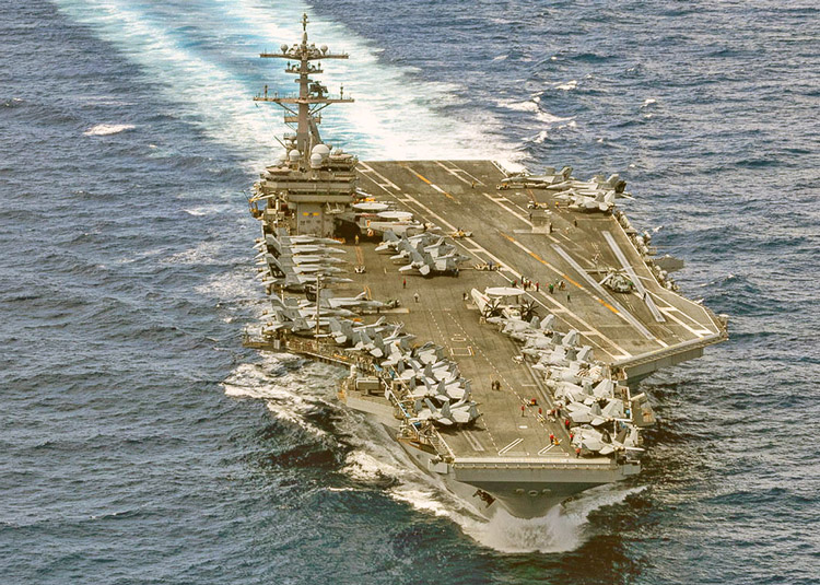 Nimitz-class aircraft carrier USS George H.W. Bush is part of Washington’s war buildup in Middle East as U.S. rulers seek to establish profitable control over region’s resources, markets.