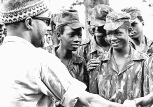Amílcar Cabral, leader of independence struggle against Portuguese colonialism in Guinea-Bissau, Cape Verde, with young fighters, 1972. He instilled moral values in all the combatants.