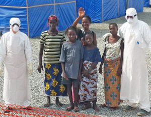Cuban medical workers with patients after they’d been treated for Ebola, in Guinea, Jan. 19, 2015. Hundreds of Cubans volunteered to help. Today, with 3,500 Ebola deaths in Democratic Republic of the Congo, almost no help has come from the U.S. and Cuban help is barred.