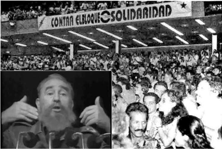 Lors d’une conférence de solidarité internationale à La Havane le 25 novembre 1994, en haut,?le président Fidel Castro, en bas, a expliqué le cours suivi par Cuba pour défendre sa souveraineté après l’effondrement de l’Union soviétique et l’intensification par les dirigeants US?de leur guerre économique contre l’île.