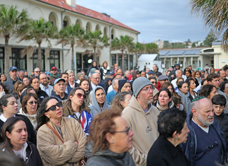 Memorial on third anniversary of Oct. 7, 2023, Hamas pogrom against Jews in Israel, held at Bondi Beach, Australia. December 2025 attack on Jews there killed 15, wounded 40 more.