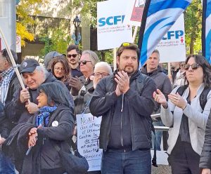 As Ottawa steps up trade war with Washington, it has moved to shut down labor rights. Workers rally in Montreal Oct. 15, part of actions in 21 cities, fighting to defend right to strike.