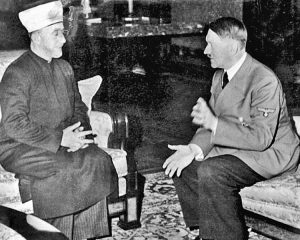 Amin al-Husseini, Grand Mufti of Jerusalem, meets with Adolf Hitler in Berlin in November 1941, offers collaboration “in the struggle against three common enemies: the English, the Jews and Bolshevism.” Hamas traces its continuity to al-Husseini and the Muslim Brotherhood.